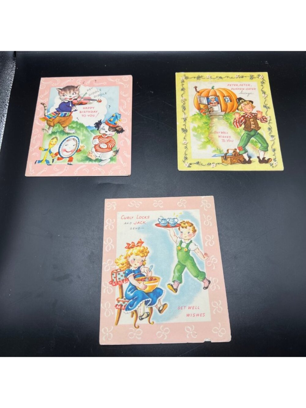 Vintage 1950s Greeting Card Lot - Nursery Rhyme Themes Birthday Get Well Wishes